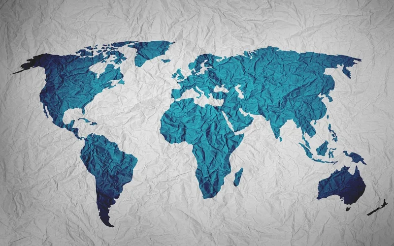 Map of the world in blue