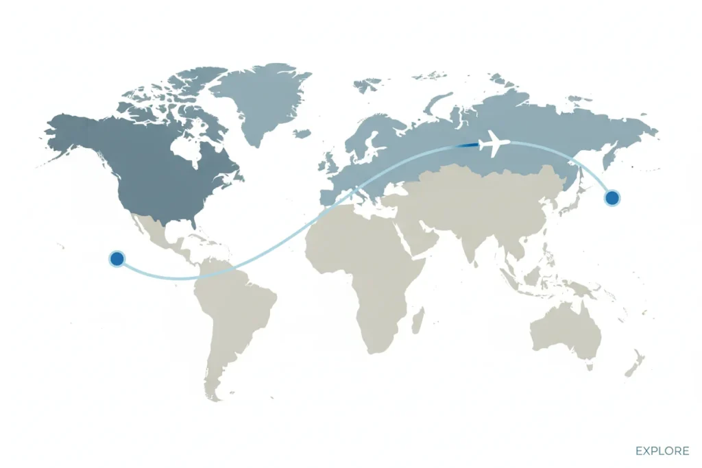 A simple fictional flight path